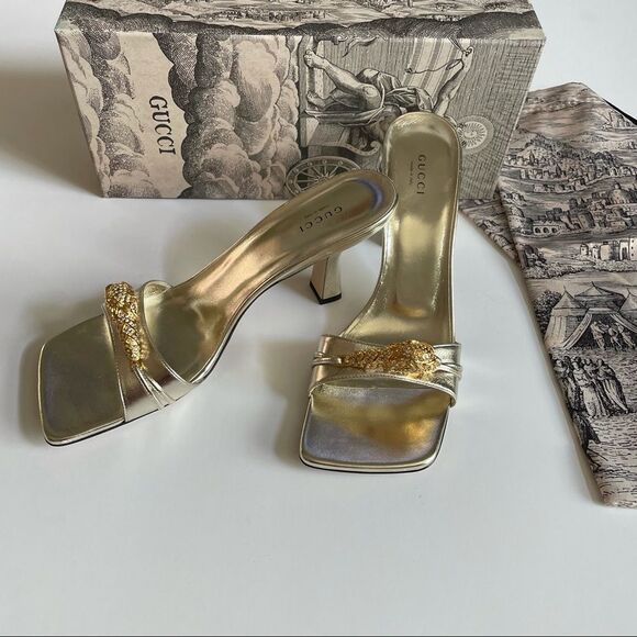 GUCCI Nappa Silk Tiger Head Slide Sandals Italy - Picture 1 of 13